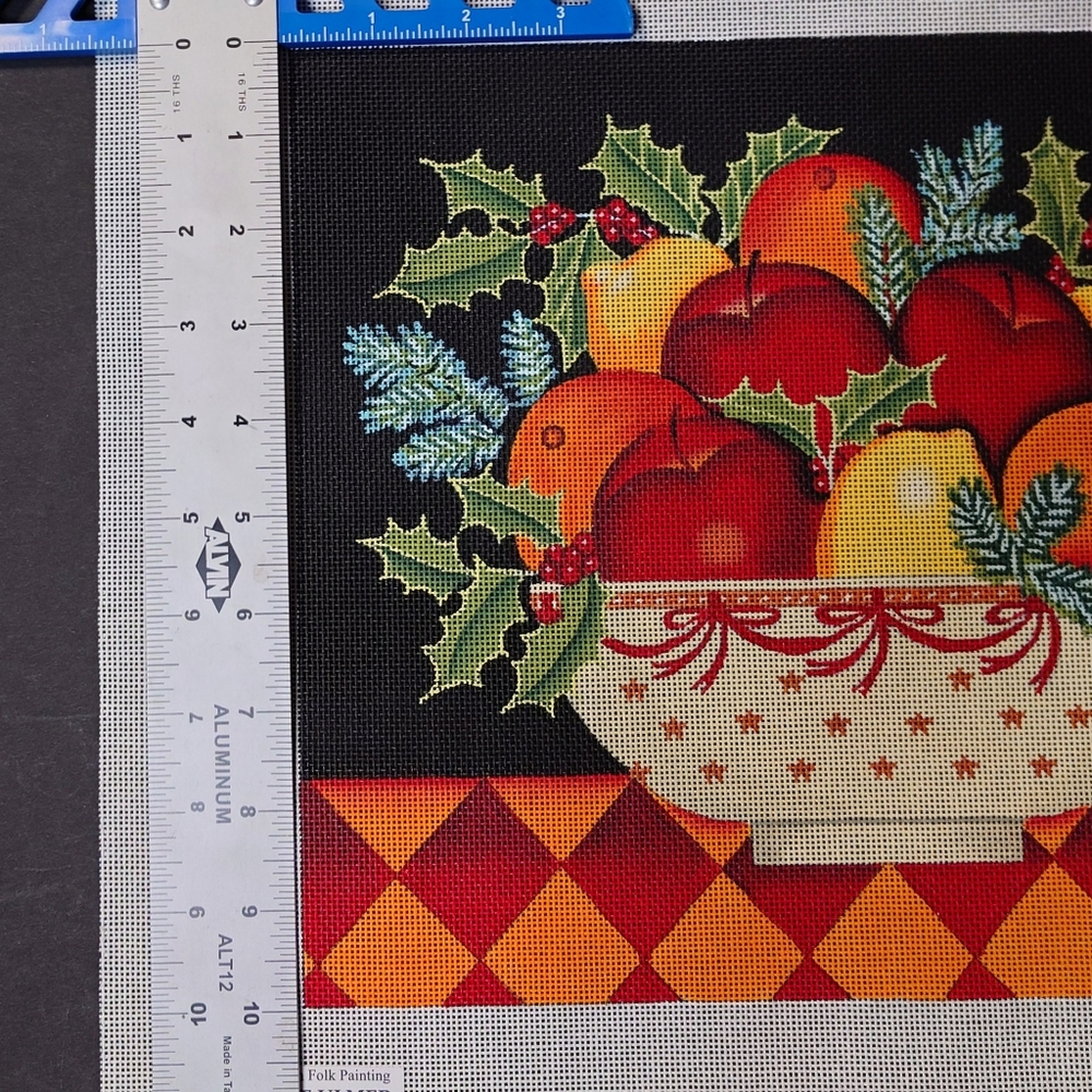 Fruit Bowl Hand painted Needlepoint Design - Picture 4 of 5